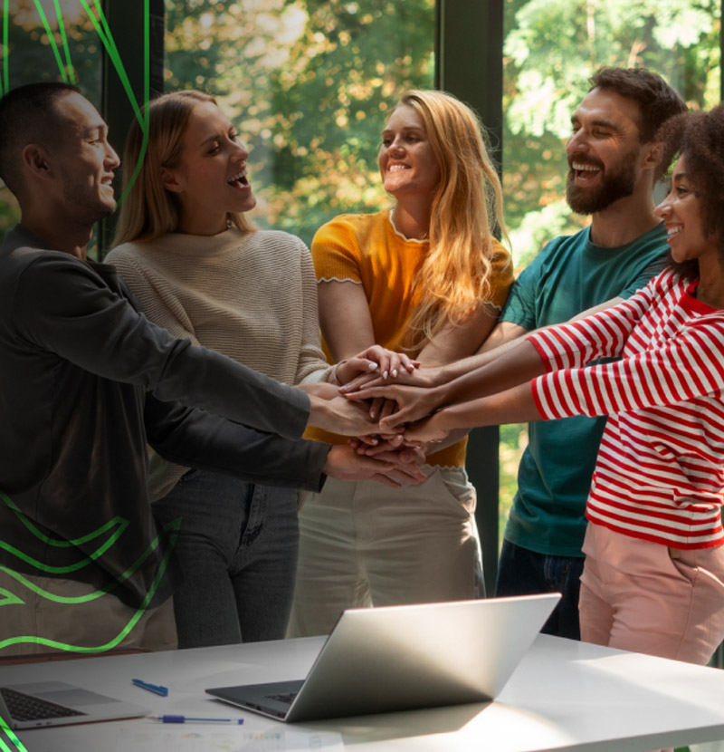 Group of young adults collaborating