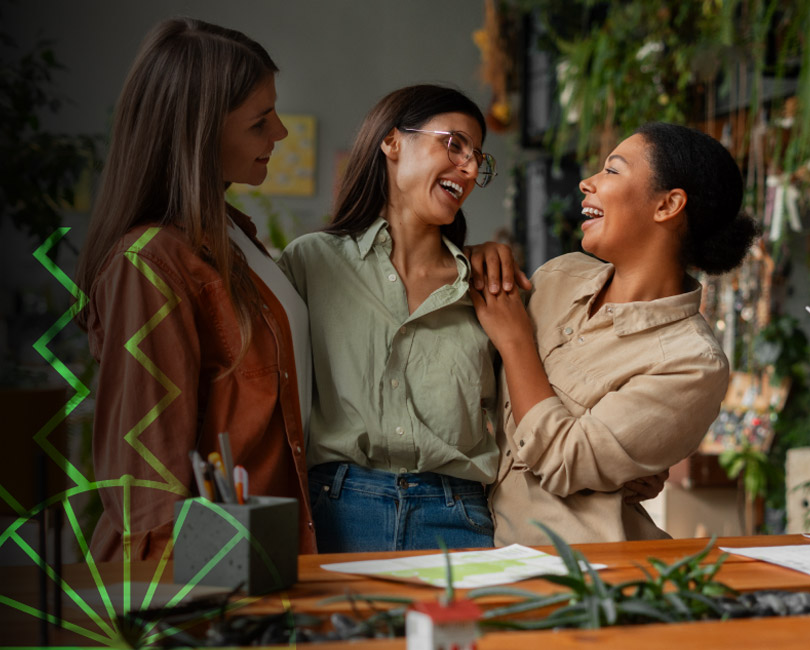 Group of young adults collaborating