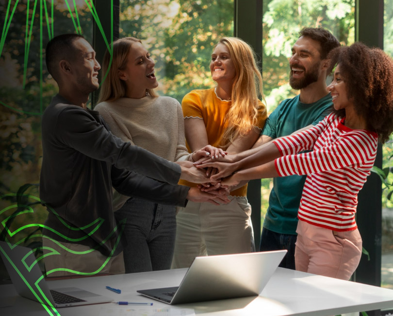 Group of young adults collaborating